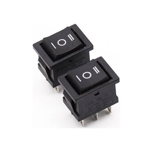 10PCS KCD1 Mini Black 3 Pin / 6 pin On/Off/On Rocker Switch AC 6A/250V10A/125V