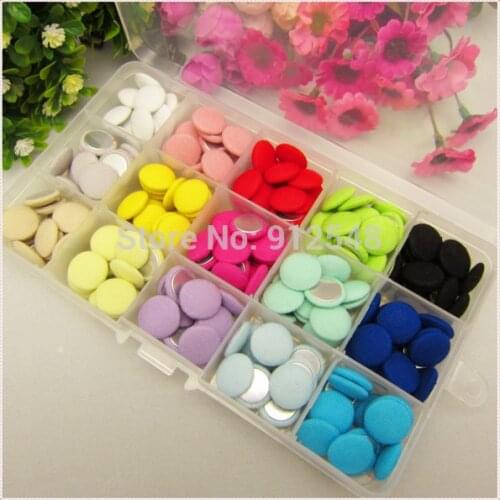 15 color mix 15mm Solid Fabric Covered flat back Buttons, Cloth Covered Buttons, garment accessories,XK5627
