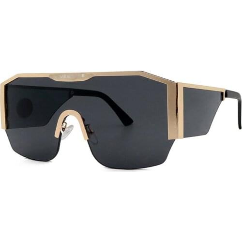 2021 Fashion Square Sunglasses Women Luxury Designer Metal Sun Glasses Men One Piece Clear Eyewear Unique Female Wide Leg Shades