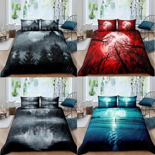 3D Night Scene Moon Bedding Set Super Soft Duvet Cover With Pillowcases Luxury Home Textiles King Queen Size 2/3pcs Bedspread
