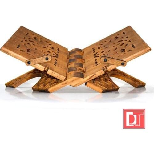 Ahşap işlemeli Kitap Rahlesi Tablet sehpası Katlanabilir Portatif Kullanımı Kolay Motifli Özel İşlemeli Kitap Standı