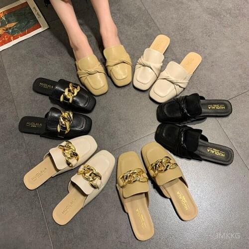 Baotou Half Slippers Mules Womens Summer Outdoor Fashion Spring 2021 New Muller Shoes Flat Cool Ins Trend Footwear