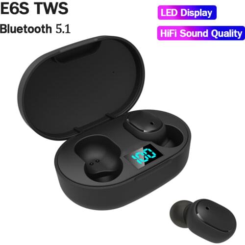 TWS E6S Wireless Headphones Bluetooth V5.1 Earphones Headsets with Mic Sport Noise Cancelling Mini Earbuds For Xiaomi Redmi