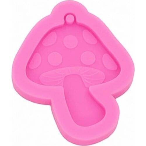 Shiny Toadstool Mushroom Earrings Epoxy Resin Mold Keychain Pendant Silicone Mould DIY Crafts Jewelry Necklace Mold