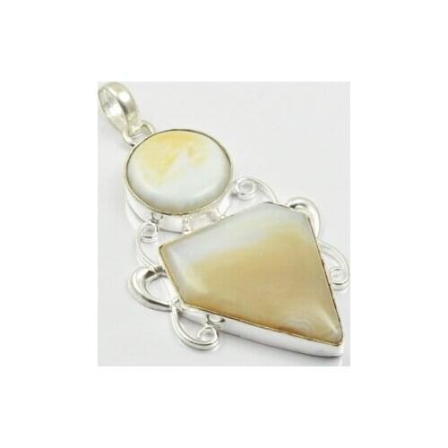 Botswana Agates Pendant Silver Overlay over Copper , 65 mm, P2480