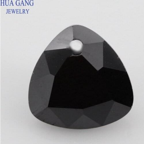 Single Hole AAAAA Trillion Shape Black Cubic Zirconia Stone For Jewerly Making Size 4x4~12x12 High Quality CZ Stone Beads