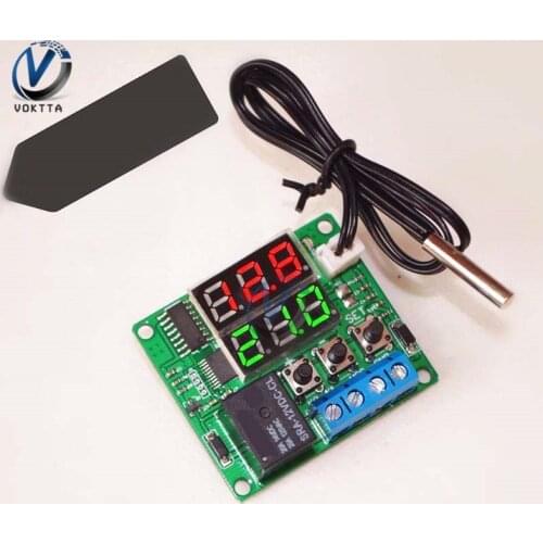 5V Relays Digital Double LED Temperature Controller Board Thermostat Switch Waterproof Temperature Sensor Control Module