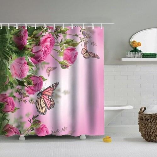 Dafield Butterfly Shower Curtains Bathroom Gradient Wildlife Floral Flower Classical Trees Birds Bath Decor Polyester With Hooks