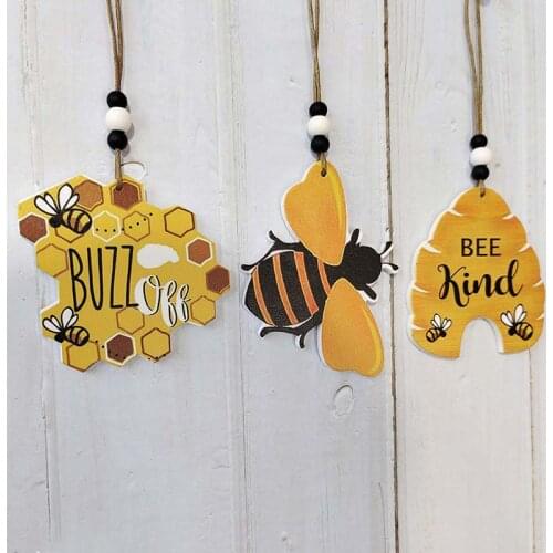 Wooden Bee Decoration Pastoral Style Honeycomb Pendant Diy Handmade Crafts Party Decoration Home Wall Decor