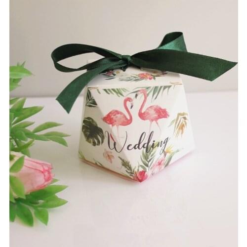 European creative Pretty Flamingo Green forest leaf Candy Boxes Wedding Favors Bomboniere paper Gift Box Party Chocolate box