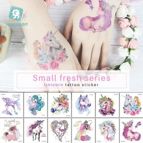 Individuality Mini Unicorn Design Waterproof Temporary Tattoos Stickers For Women Girl Body Art Water Transfer Fake Tattoo