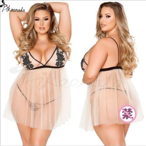 Fashion Lace Women Ladies Sexy Lingerie Nightwear Sleepwear Dress Hot Erotic Lace Babydoll Porno Sex Costumes Plus Size 5XL