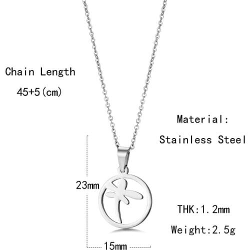 Fashion Stainless Steel Hollow Dragonfly Pendant Necklace Female Non-fading Hot Selling Hypoallergenic Jewelry Wholesale