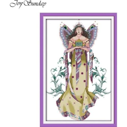 Cross Stitch Kit Joy Sunday Water Soluble Canvas Fabric Cross Stitch Woman Fairy DMC DIY Counted Cross Stitch Kit Embroidery Set