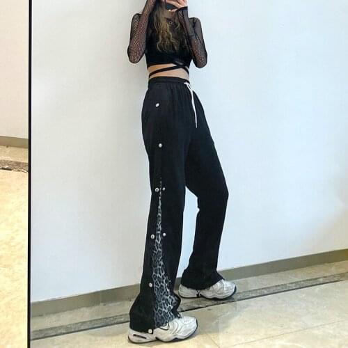 New Arrival Women Fashion Contrast Cargo Pants Female Drawstring Straight Trousers Ladies Korean High Street Pant