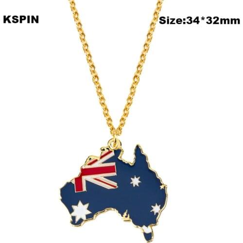 Australia Flag Map Necklaces Fashion Europen Golden Pendant Necklace Jewelry