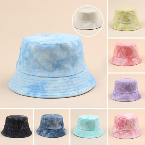 Summer Bucket hat tie-dye Print Reversible Packable Sun Cap Fisherman Cap Fashion Beach Travel Womens bucket hat Men
