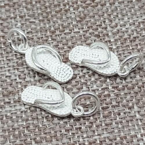 925 Sterling Silver Flip Flop Charms Shoe Pendants for Necklace Bracelet Earring