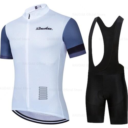 Raudax 2021 Team Cycling Clothes Mens Summer Breathable Bicycle Cycling Clothing Mountain Bike Maillot 19D Bib Shorts Suit