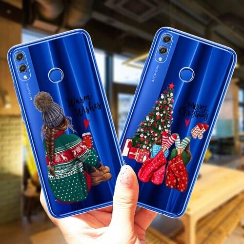 Fashion Girl Merry Christmas New Year Silicone Case Cover For Huawei Honor 30 Lite 10 20 Lite 10i 20i 8X 9X Mate 20 10 Lite Pro