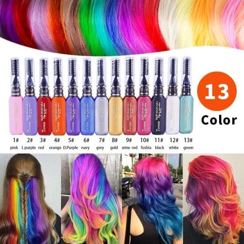 13 Colors Hair Dye Mascara Hair Color Chalk Design Crayons Temporary Color Mascara Washable One-time Hair Dye Crayons