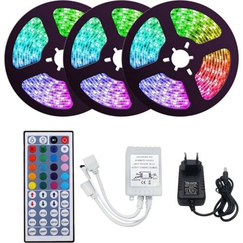 15M RGB LED Strip Light 3528 900LEDs Waterproof Flexible LED Light Strip with 44 Key Remote for Christmas