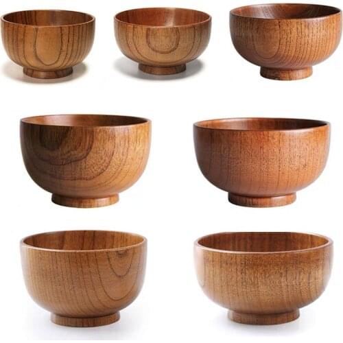 Japanese Style Wooden Bowl Natural Tableware for Fruit Salad Noodle Rice Soup Kitchen Utensil Dishes Kitchen Utensils