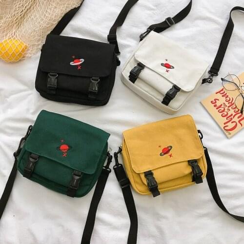 Summer New Hasp Creative Cartoon Shoulder Bags Universe Messenger Bags Canvas Handbags for Women Embroidery Planet