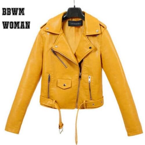 2019 4 Colors Can Choose Women Pu Leather Coat Lapel Autumn Female Jacket