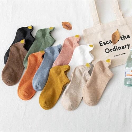 2 pieces Women Breathable Sports socks Solid Color Boat Socks Novelty Girls Cute Heart Embroidery Casual Funny Ankle Socks Pack