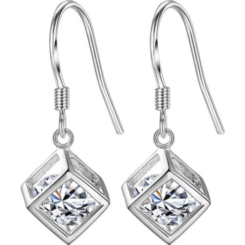 Square Hollow Zircon Eardrop Earrings For Women Trend Creative Chain Earrings Jewelry Oorbellen SAE467