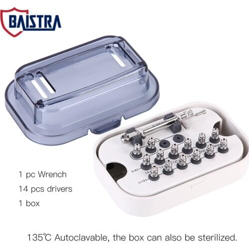 Dental Implant Torque Wrench Ratchet 10-70NCM with 14pcs Drivers Kit Repair Tool Box