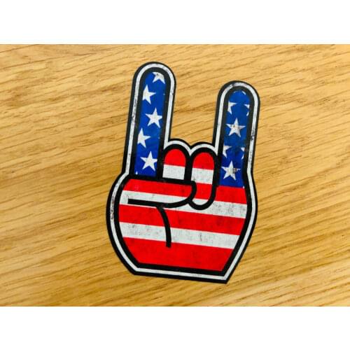 STARS & STRIPES HAND Sticker Devil Horns Metal USA Tuning Finger Mi401