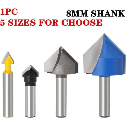 1Pc 8mm Shank 90 Degree V Type Slotting Milling Cutter Industrial Grade Carving Woodworking Tools Dollar Price