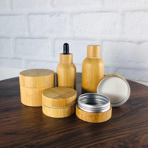 10g 30g 100pcs/lot bamboo Aluminum container refillable bottle Natural Bamboo Cosmetic Packaging CBD Hemp Cream wood containers