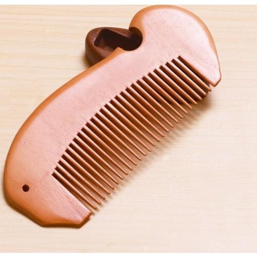 100pcs/lot Customized Engraved Your Logo Natural Peach Wooden Comb Beard Comb Pocket Wood Comb