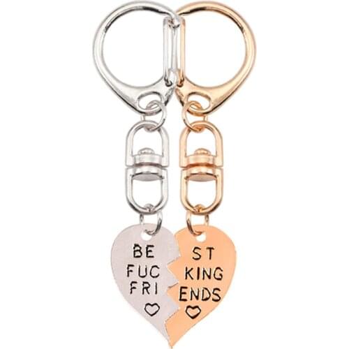 2020 Fashion Best Friend Keychain Simple Classic Heart-shaped Splicing Alloy Pendant Men And Women Friendship Jewelry Gift Hot