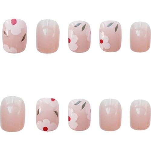 24Pcs Fake Nails Wearable Fake Nails press on Short oval Head Lady Full Cover Finished Fingernail
