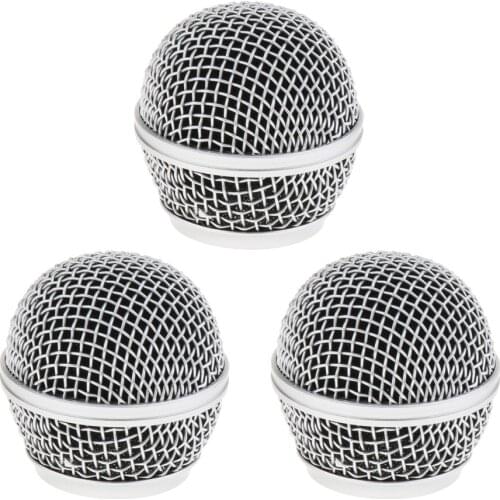 3pcs Steel Microphone Grille Mic Mesh Grill Ball Head Rust Resistant Replacement Ball Head Mic Mesh Cover Grill Head Mount