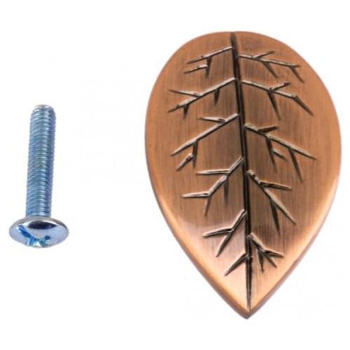 5x Vintage Copper Leaf Shaped Cabinet Door Drawer Bin Handle Pull Knob Hardware