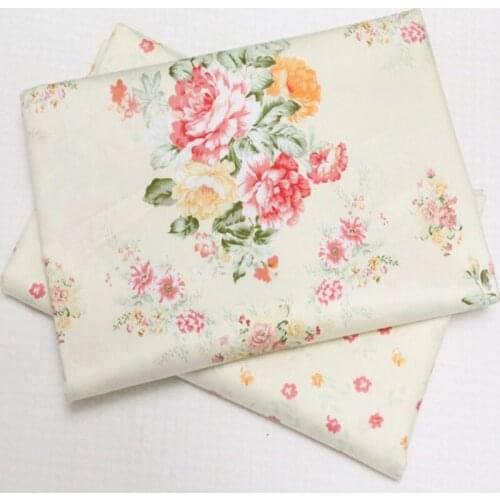 50*160cm Graceful All Over Big & Small Blooming Rose Flowers 100% cotton twill cotton Fabric for Baby cloth bedding quilt decora