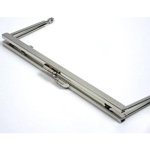 8 Inch Clutch Glue In Frame Straight Channel Smooth Silver Purse Frame