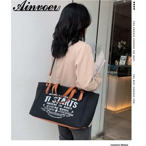 Ainvoev Casual Women Korean Fashion Shoulder Bag Canvas Portable Handbags High Quality Large capacity Tote Bags Bolsa Feminina