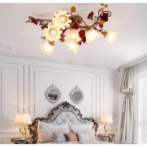 American Rural Flower Kitchen Princess Girls Bedroom Ceiling Light For Living Room Dining Sitting Room Led Light Ceiling Lamp