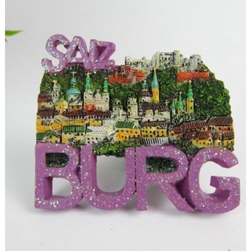 Austria Salzburg Tourist Souvenirs Fridge Magnets Creative Handmade Resin Refrigerator Magnetic Stickers Home Decor Decoration