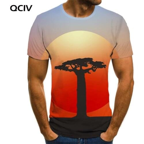 QCIV Brand Tree T shirt Men Moon Tshirt Printed Landscape Shirt Print Harajuku Anime Clothes Mens Clothing T shirts Fashion