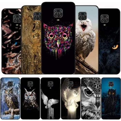 Animal Owl Black Silicone Phone Case For Redmi 5Plus 7A 8A 9A 6Pro 9T 10X Note10 Pro Max Poco X3 M3 K40 Mi Note 10 Cover
