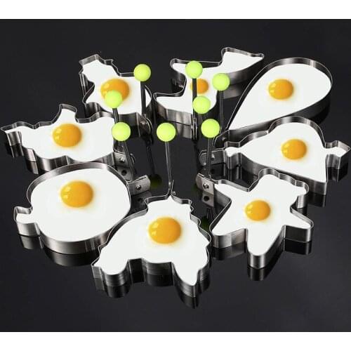 10Style Baby Auxiliary Food Thickened Stainless Steel Omelet Maker Heart Fried Egg Model Creative Omelet Mold Baking Supplies