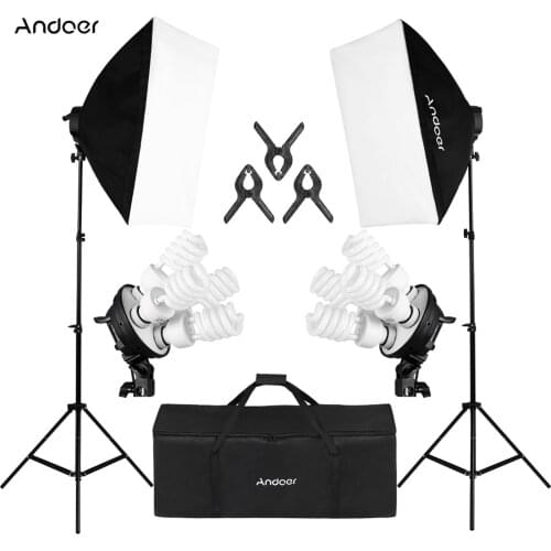 Photography Lighting 50x70cm Lamp Softbox Kit With 4in1 Bulb Socket 8pcs Bulbs Soft Box Accessories For Photo Studio Video