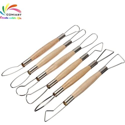 6 PCS Pottery Clay Tools Ceramics Ribbon Sculpting Tool Set 8 inch Polymer Clay Sculpture Modeling Tools
